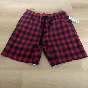 NWT URBAN OUTFITTERS Red and Black Plaid MENS Shorts Size L